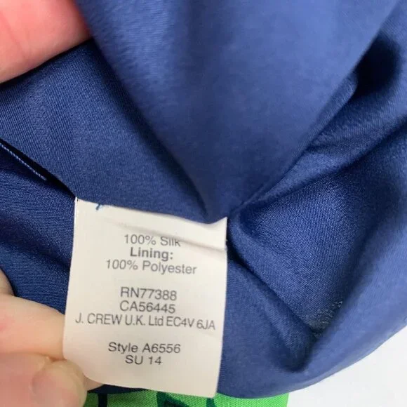 J. Crew Womens Shift Dress Geometric Multicolor Size 6 Short Sleeve Zip Silk - Picture 8 of 11